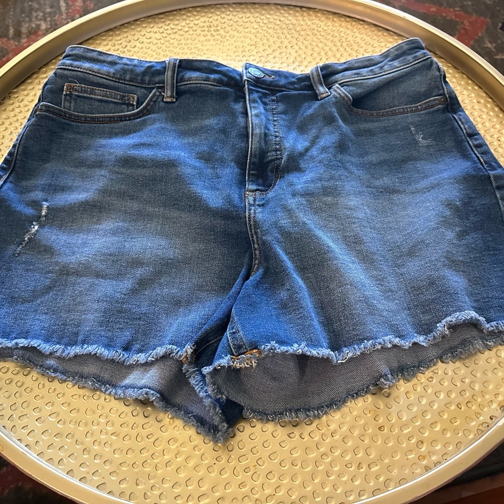 LC Lauren Conrad Blue Jean Shorts with Frayed Hem